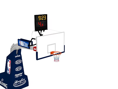 Basketball Hoop Setup With Scoreboard Displaying 92 3 And 46 NBA KIA Logos 3d model
