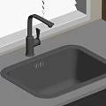 Contemporary Kitchen Sink With Silver Faucet Window Blinds And Light Countertop