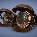Vintage Brass Binoculars Commercial Equipment With Decorative Design For Nautical Use