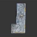 Scenic Landscape View of Weathered Blue Wall Gray Pavement with Yellow Edges and Peeling Debris