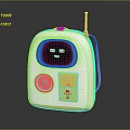 Cute White And Yellow Children's Backpack With Smart Display And Button Design For Kids