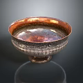 Antique Copper Silver Sculpture Carving Bowl With Intricate Engravings And Pedestal Base