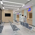 Modern Medical Waiting Room With Gray Chairs Reception Desk Staff And TV Screen