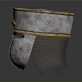 Medieval Helmet with Silver Body Golden Cross Accents and Mesh Visor