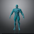 Blue 3D Human Figure With Star Emblem On Chest And Full Body Render