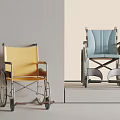 Yellow And Blue Wheelchairs With Modern Design Against Gray And Beige Backgrounds