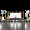 Modern Stage Design With Large Display Screen Seats Steps And Decorative Elements 3d model