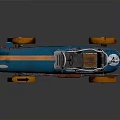 Blue Vintage Classic Race Car With Orange Wheels Open Top XX And Number 4 Design