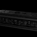 Ancient Scenario Featuring Ornate Carved Casket With Skull Patterns And Decorative Details