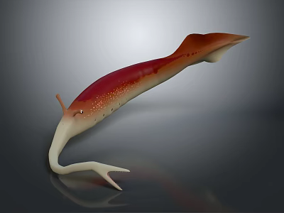 Reddish Brown and Off White Marine Aquatic Animal With Long Proboscis and Streamlined Body 3d model