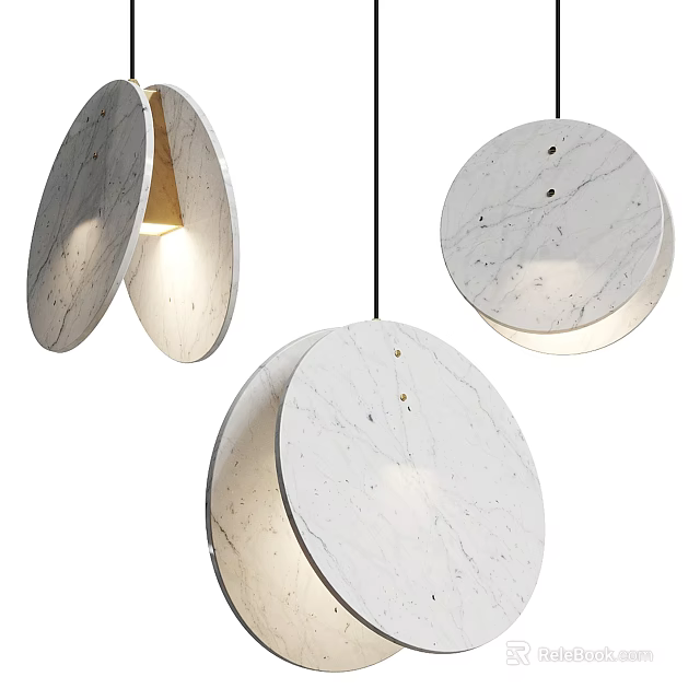 Modern Marble Circular Pendant Lights With Sleek Design For Home Interior 3d model