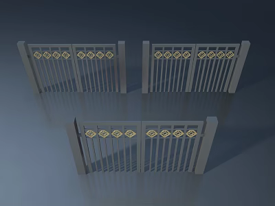 Gray Double Swing Doors With Golden Decorative Patterns For Home Entrance 3d model