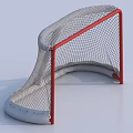 Hockey Goal Sports Equipment With Red Frame White Net Curved Design And Gray Base