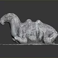 Ancient Reclining Camel Stone Sculpture with Patterned Base and Textured Details 3d model