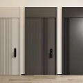 Modern Security Doors In Multiple Colors With Vertical Stripes And Black Handles 3d model