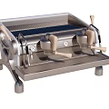 Modern Stainless Steel Coffee Machine With Two Wooden Handles And Control Knobs