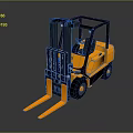 Orange Industrial Forklift With Driver Cabin Front Forks And Black Frame