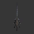 Detailed Dinosaur Model with Open Mouth Spiked Back Standing on Gray Background