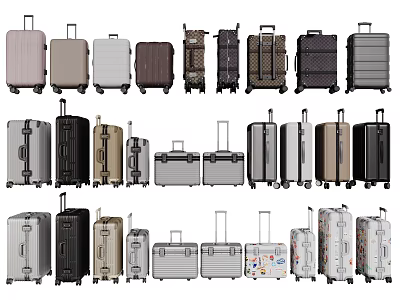 Collection of Travel Luggage with Various Styles Colors Sizes and Designs 3d model