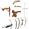Different Traditional and Modern Weapons Such as Bows Crossbows and Pistols on