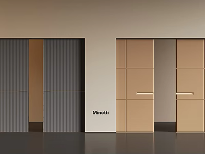 Elegant Modern Sliding Doors by Minotti with Gray and Golden Panels 3d model