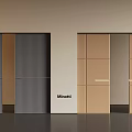 Elegant Modern Sliding Doors by Minotti with Gray and Golden Panels