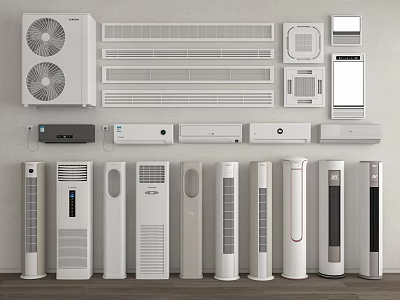 Modern Air Conditioners and Fans Collection with Wall Mounted Floor Standing Tower Models 3d model