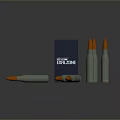 Military Bullets With Green Casings And Orange Tips Next To Blue Box