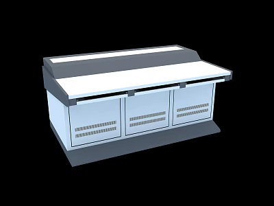 Modern Workbench Design With White Surface And Storage Cabinets Drawers 3d model