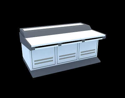Modern Workbench Design With White Surface And Storage Cabinets Drawers 3d model