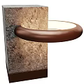 Modern Circular Brown Table Lamp With Stone Base And Soft Illumination Design 3d model