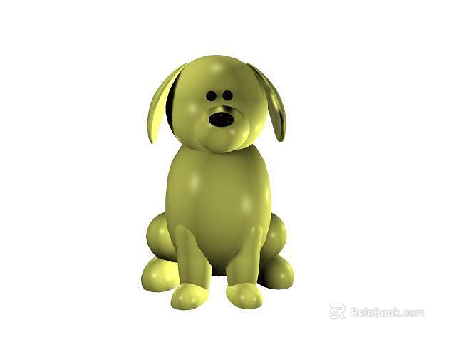 Green Puppy Stuffed Toy Sitting With Smooth Surface And Adorable Design Features 3d model 
