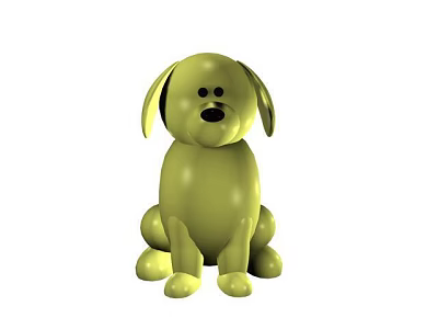 Green Puppy Stuffed Toy Sitting With Smooth Surface And Adorable Design Features 3d model