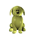 Green Puppy Stuffed Toy Sitting With Smooth Surface And Adorable Design Features