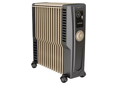 Portable Electric Heater with Radiator Fins Control Panel and Casters for Home Heating 3d model