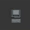 Vintage Electronic Computer System With Monitor Green Code Display And Keyboard 3d model