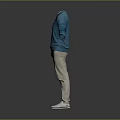 Blue Long Sleeve Sweater With Khaki Pants And White Shoes Outfit