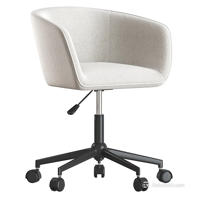 Modern Office Chair With Beige Fabric Upholstery And Black Swivel Base Wheels 3d model 