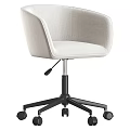 Modern Office Chair With Beige Fabric Upholstery And Black Swivel Base Wheels