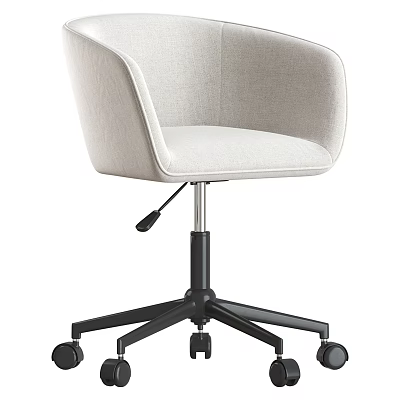Modern Office Chair With Beige Fabric Upholstery And Black Swivel Base Wheels 3d model