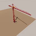 Red Tower Crane With Long Boom Industrial Equipment For Construction Site Work