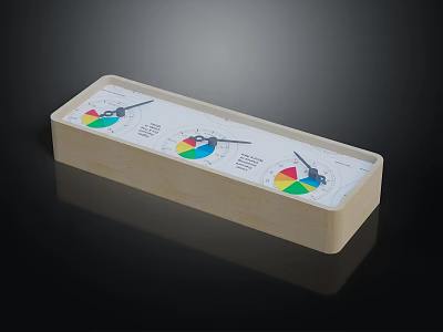 Functional Electronic Measurement Device with Colorful Pie Charts and Indicating Pointers in Wooden Box 3d model