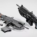 Futuristic Black Tactical Rifle with Magazines Scopes and Military Weapon Accessories