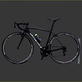 Black Road Bicycle With Curved Handlebars And White Stand On Dark Background