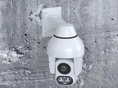 Projection Monitoring Outdoor Dome Surveillance Camera Mounted On Gray Concrete Wall 3d model