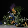 Banquet Hall with Elegant Floral Decorations Colorful Flowers and Lush Green Plants