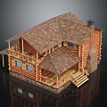 Traditional Log Cabin With Wooden Shingle Roof Stone Chimney And Front Porch Steps