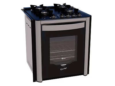 Black And Silver Elica Kitchen Appliance With Gas Stove And Oven 3d model