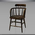 Rustic Solid Wood Chair Featuring Slatted Back And Armrests For Living Room Furniture