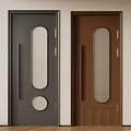 Modern Swing Doors in Dark Gray and Brown with Textured Glass Panels for Interior